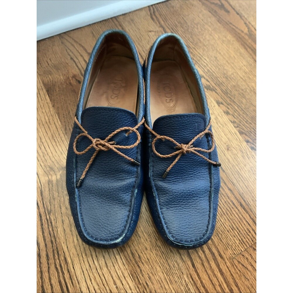 Tod's Blue Navy Leather Driving Loafers 7.5 + Dust Bag